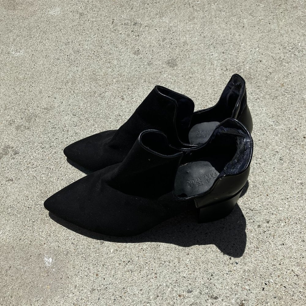 Zara Trafalgar Black Suede Heeled Boots